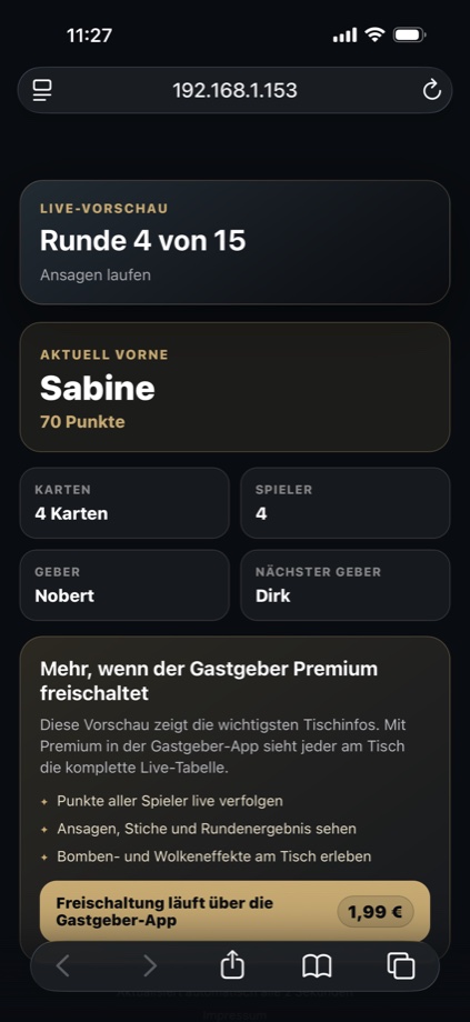 Wizard Scorer Live-Vorschau im Browser